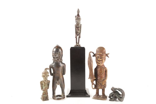 Lot 182 - A Benin bronze figure of a bound and gagged...