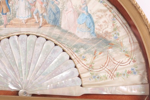 Lot 262 - A 19th century silk and mother of pearl fan,...