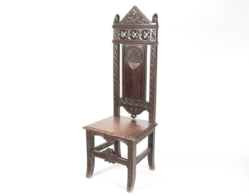 Lot 71 - A tall oak Masters chair, late 19trh century,...