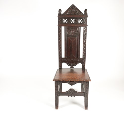 Lot 71 - A tall oak Masters chair, late 19trh century,...
