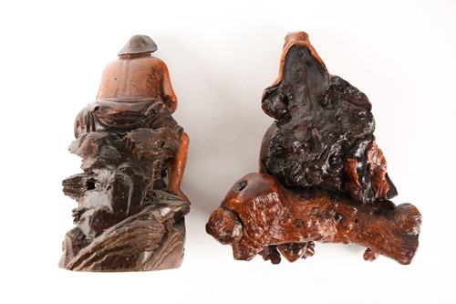 Lot 124 - A Chinese root carving of a drunken scholar,...