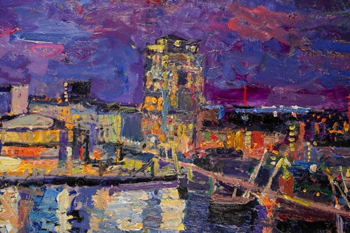 Lot 38 - Peter Spens, Winter night south from 80 stand,...