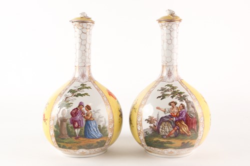 Lot 433 - A pair of late 19th century Meissen bottle...