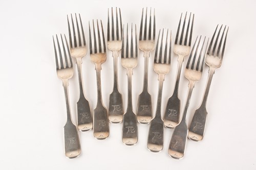 Lot 463 - A set of ten Victorian silver "fiddle" pattern...