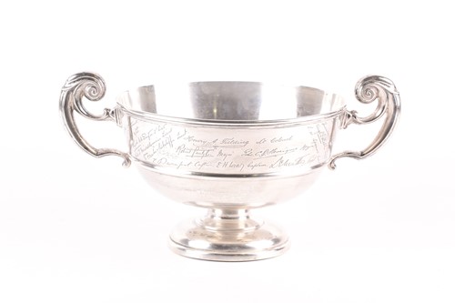 Lot 457 - A large 1930s silver two-handled circular...