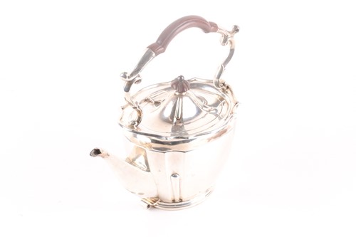 Lot 362 - An Edwardian silver spirit kettle and stand,...