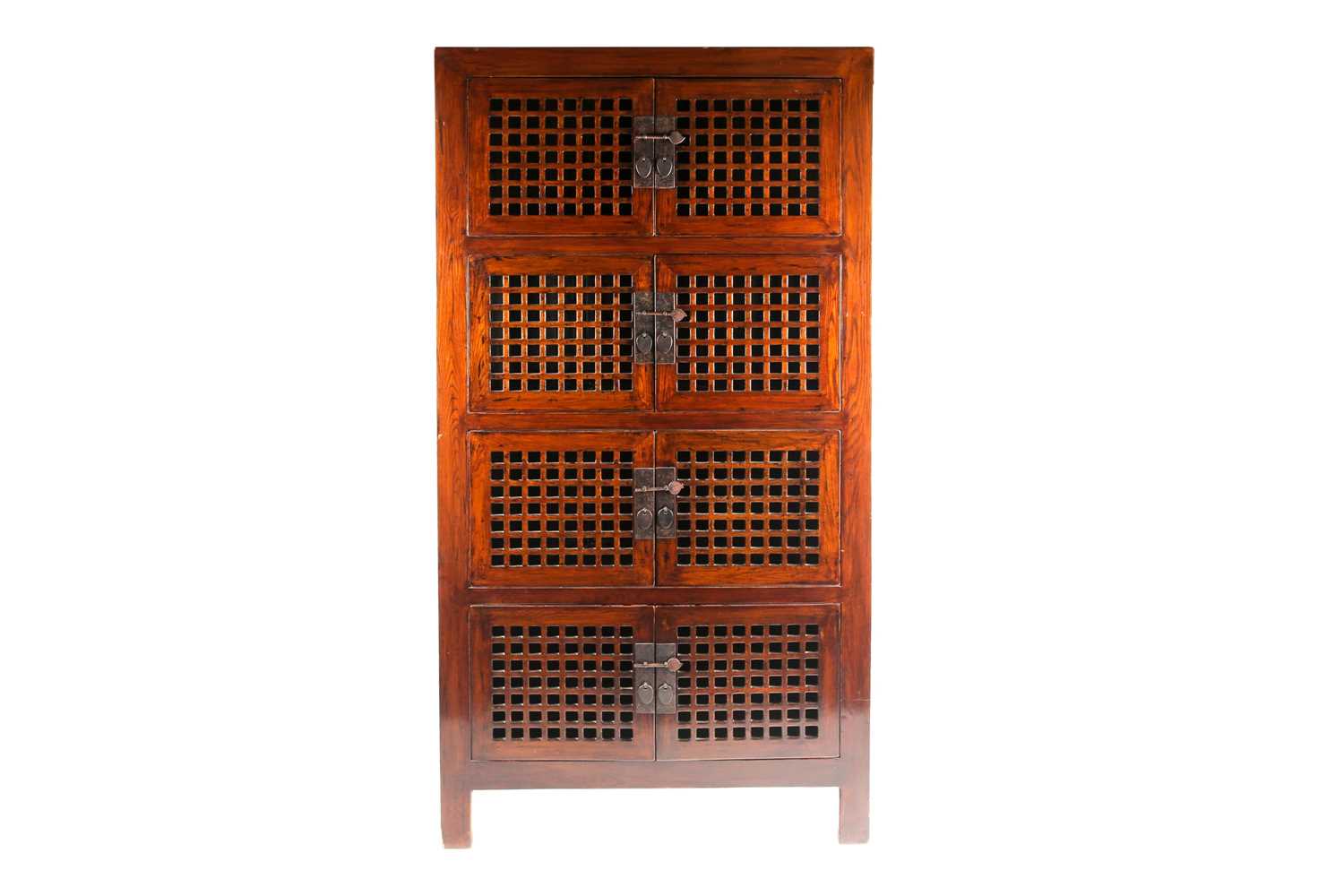 Lot 270 - A Chinese elm standing corner food cupboard...