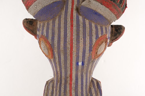 Lot 175 - A Bamileke beaded buffalo headdress, Cameroon,...