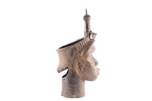 Lot 176 - A large Benin bronze bust of Oni, Ife, Nigeria,...