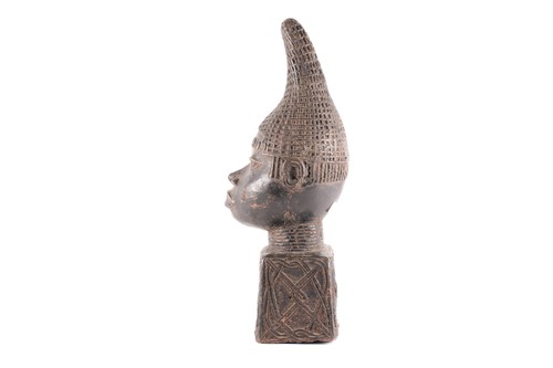Lot 178 - A large Benin bronze bust of Queen Idia,...