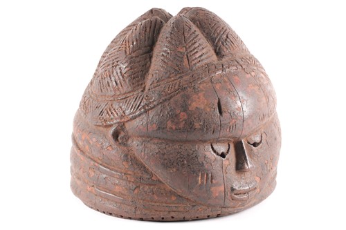 Lot 180 - A Mende Sowei helmet mask, Sierra Leone, with...