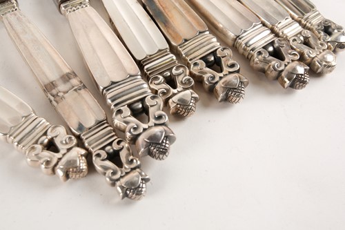 Lot 523 - A Georg Jensen "Acorn" pattern silver part...
