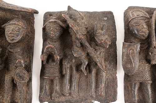 Lot 191 - Three Benin bronze plaques, Nigeria,...