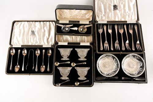 Lot 426 - A cased set of four Victorian cut glass salts,...