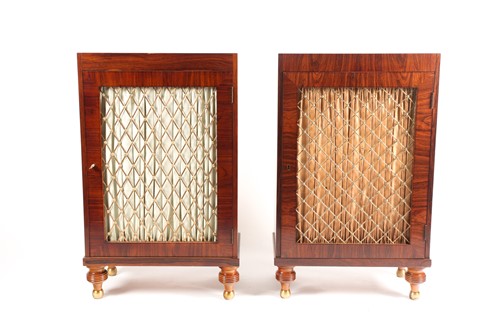 Lot 290 - A pair of Regency style marble-topped rosewood...