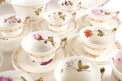 Lot 522 - A Rockingham porcelain part tea set, each...