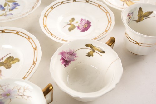 Lot 522 - A Rockingham porcelain part tea set, each...