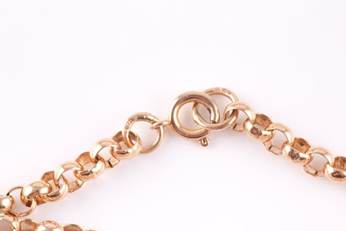 Lot 140 - A 9ct yellow gold belcher link chain necklace,...