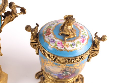 Lot 531 - A 19th century ormolu-mounted Sevres bleu...