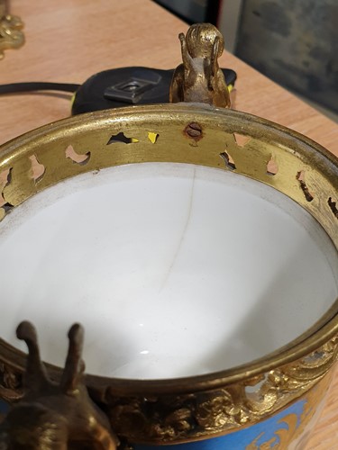 Lot 531 - A 19th century ormolu-mounted Sevres bleu...