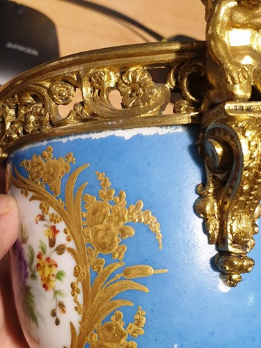 Lot 531 - A 19th century ormolu-mounted Sevres bleu...