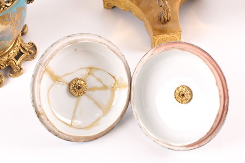 Lot 531 - A 19th century ormolu-mounted Sevres bleu...