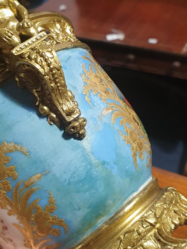 Lot 531 - A 19th century ormolu-mounted Sevres bleu...