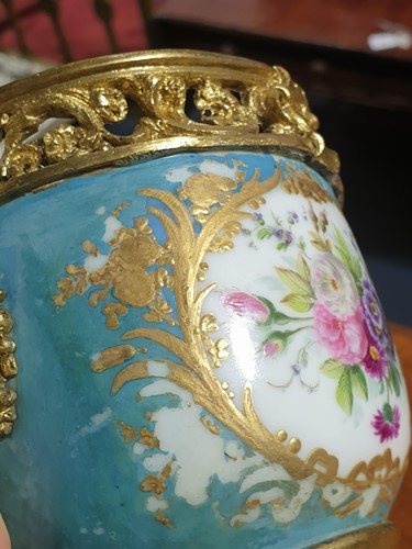 Lot 531 - A 19th century ormolu-mounted Sevres bleu...