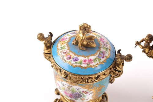 Lot 531 - A 19th century ormolu-mounted Sevres bleu...