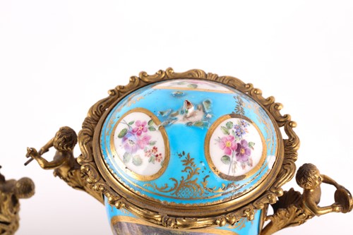 Lot 531 - A 19th century ormolu-mounted Sevres bleu...