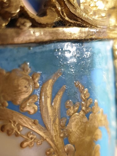 Lot 531 - A 19th century ormolu-mounted Sevres bleu...