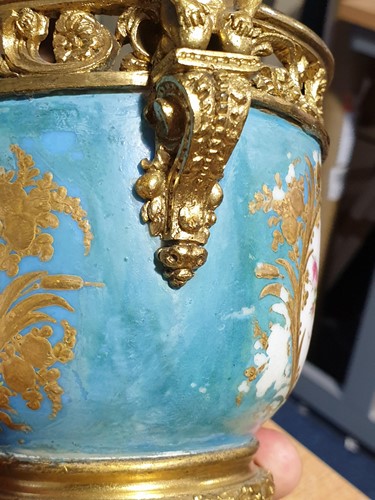 Lot 531 - A 19th century ormolu-mounted Sevres bleu...