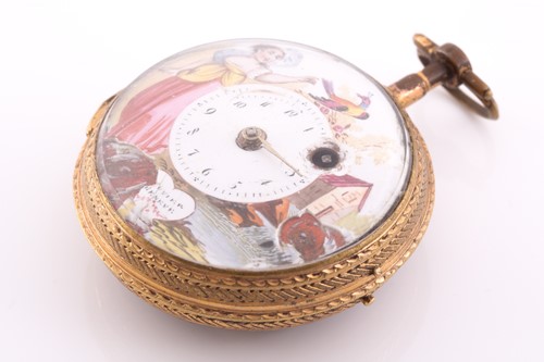 Lot 520 - A Georgian gilt and enamel pocket watch by...