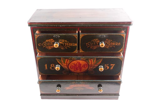 Lot 305 - A decorative painted pine chest of drawers...