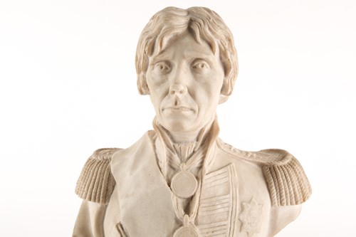 Lot 485 - A white bonded marble bust of Lord Horatio...