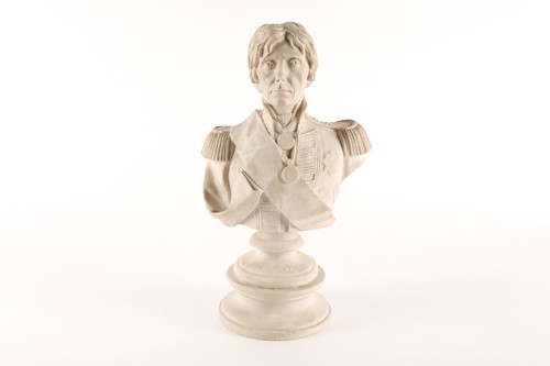 Lot 485 - A white bonded marble bust of Lord Horatio...
