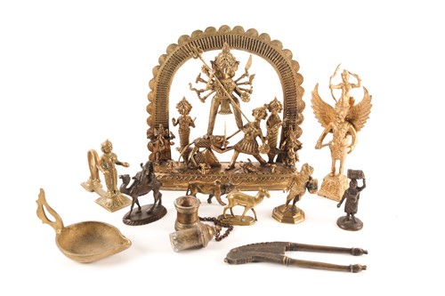 Lot 306 - A group of Indian brass figures, 19th/20th...