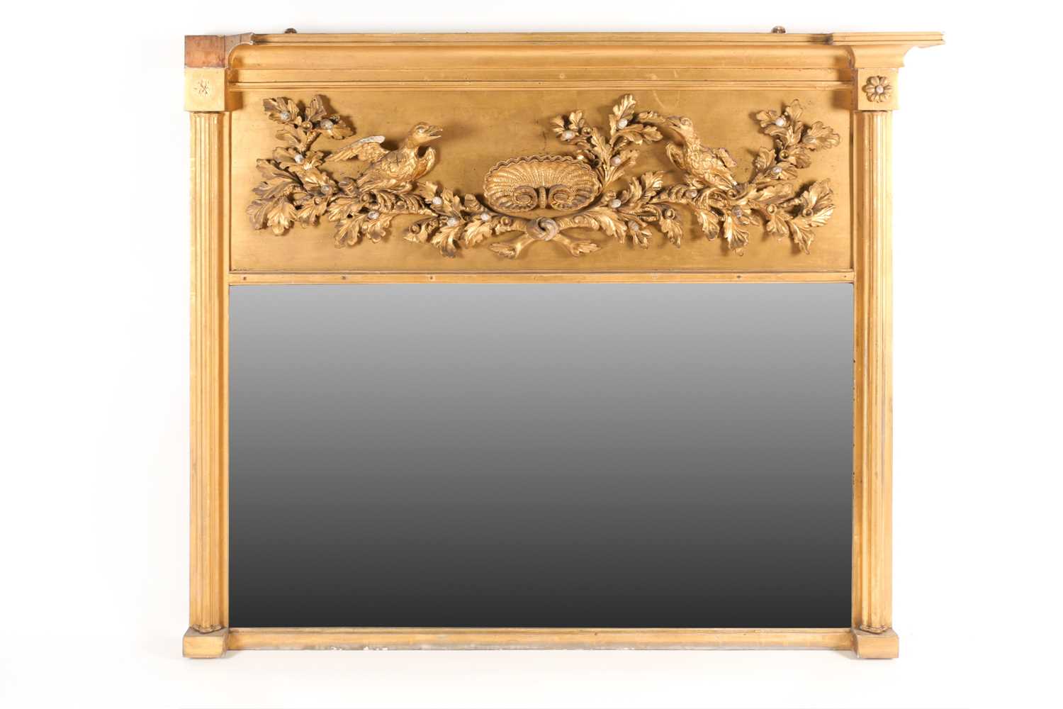 Lot 359 - A George III gilt frame overmantel mirror,...