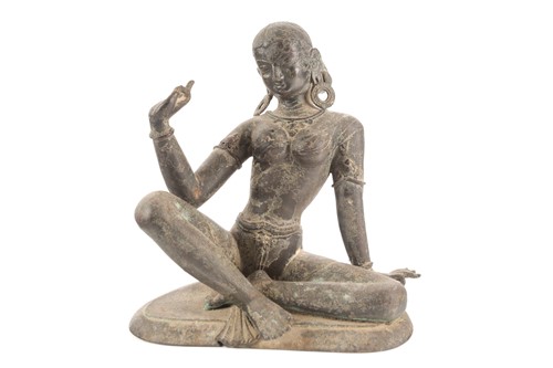 Lot 133 - A patinated bronze figure of Parvati (?)...