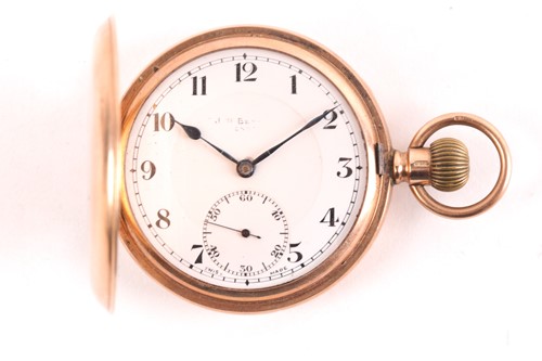 Lot 514 - A 9ct gold full hunter pocket watch, retailed...