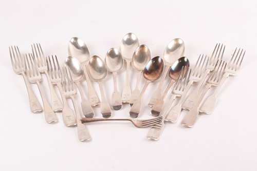 Lot 418 - A collection of 19th century silver flatware,...