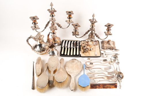 Lot 486 - A mixed group of silver-backed dressing table...