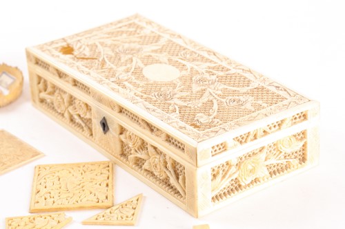 Lot 129 - A Chinese ivory table box and a collection of...