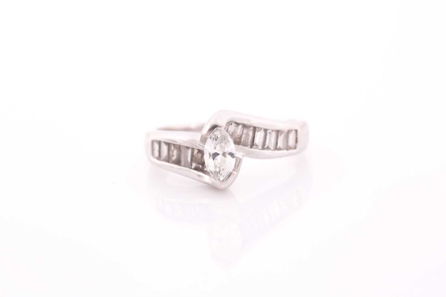Lot 188 - An 18ct white gold and diamond ring,...
