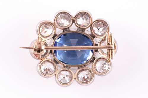 Lot 155 - A fine Victorian sapphire and diamond brooch,...