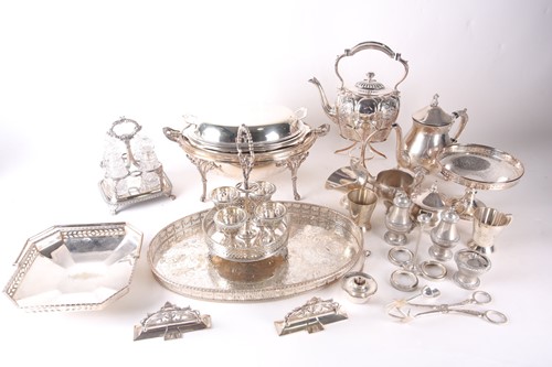 Lot 489 - A large group of silver plated items, to...