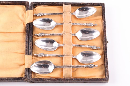 Lot 480 - A set of six Chinese silver Apostle spoons,...