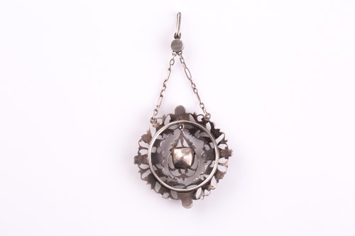 Lot 290 - A 19th century white metal and paste pendant,...