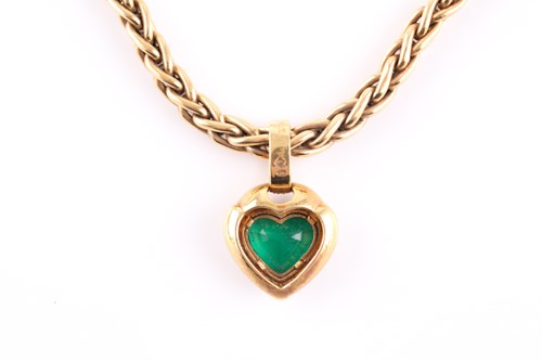 Lot 60 - An 18ct yellow gold, diamond, and green stone...