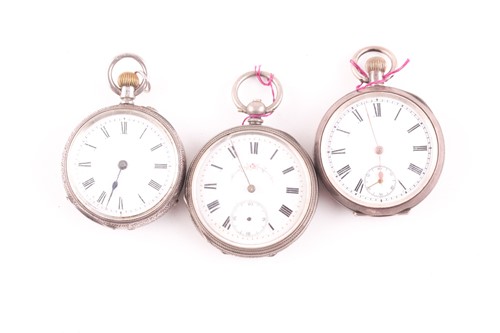 Lot 517 - A lady's Swiss silver pocket watch, white...